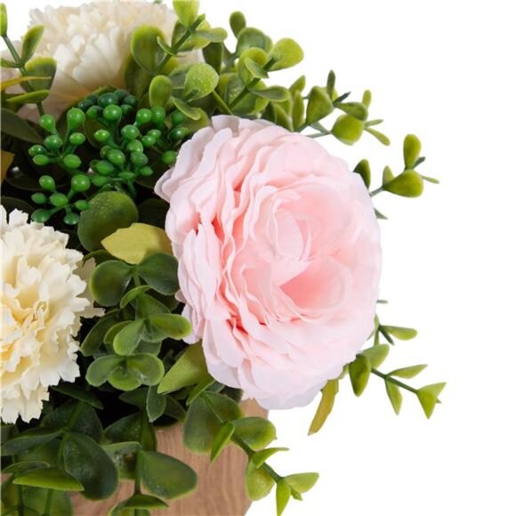 4.5” Artificial Floral in Wood Grain Ceramic Container - Picture 5 of 7